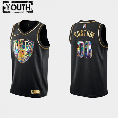 Camisetas Niños Brooklyn Nets Personalizadas Nike 2021-22 Negro Golden Edition 75th Anniversary Diamond Swingman